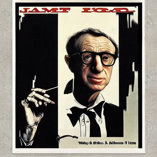 Prompt: “portrait of Woody Allen as James Bond, by Norman Rockwell”