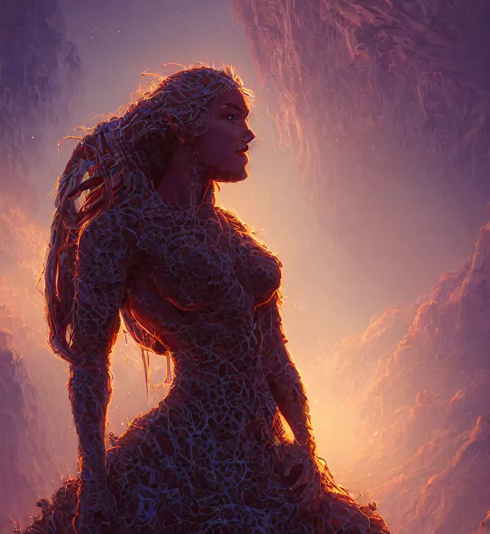 Prompt: a portrait of a beautiful elegant elemental entity, highly detailed, cinematic, establishing shot, backlit, strong rim light, digital painting, HDRI, by Dan Mumford, vivid colors, high contrast, 8k resolution, intricate, photorealistic, smooth