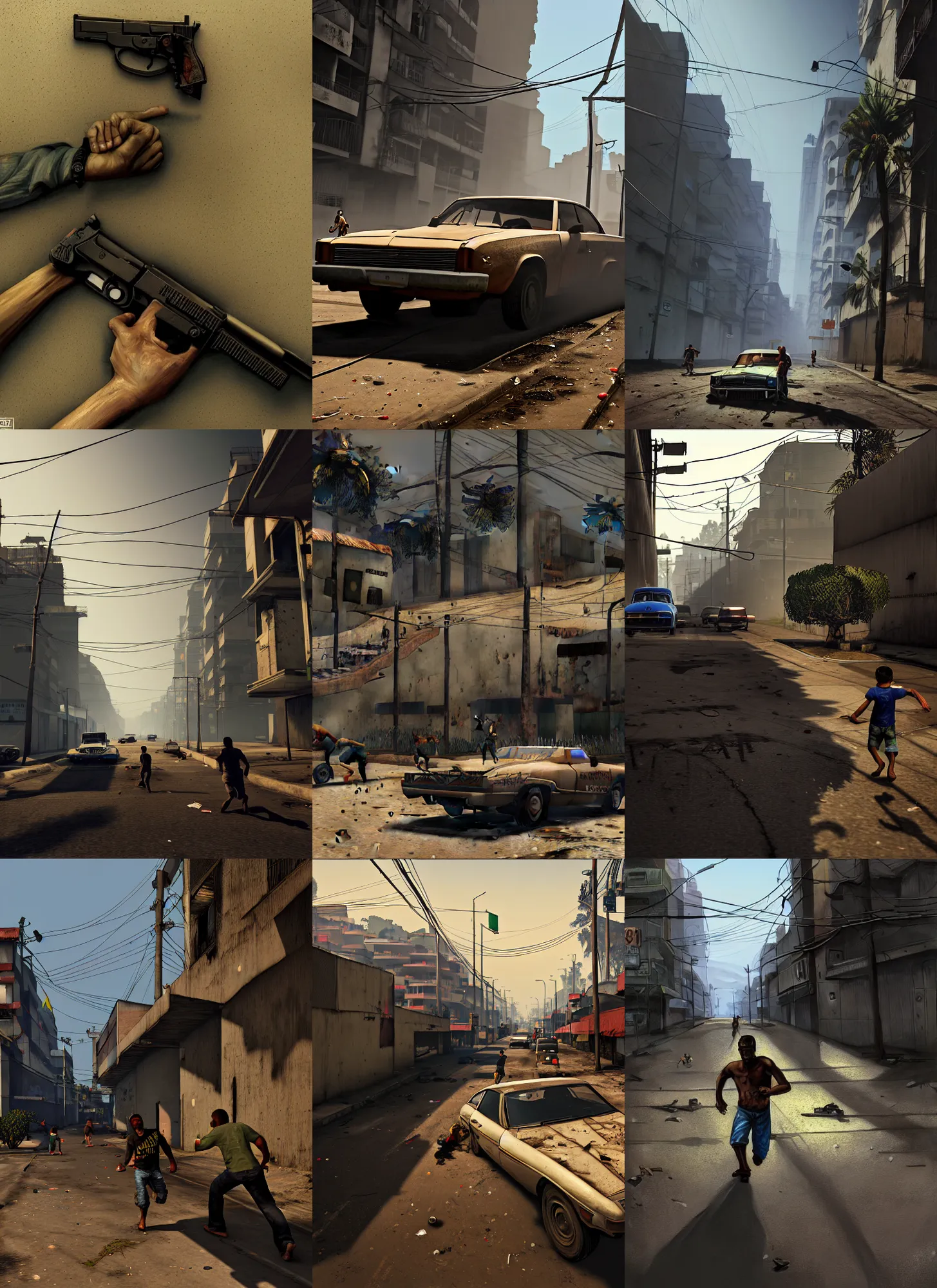 brasil online, gta v rp, kids running around, guns,, Stable Diffusion