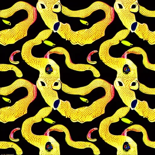 Image similar to seamless pattern showing poisonous snakes. colorful, hdr photography, seamless, tileable, ornament.