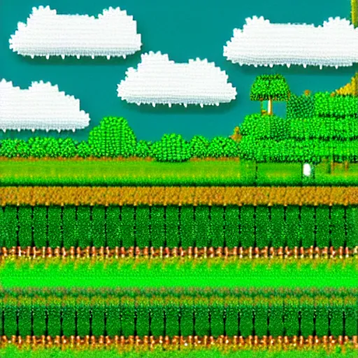 Image similar to 8-Bit Green Meadows with azure sky