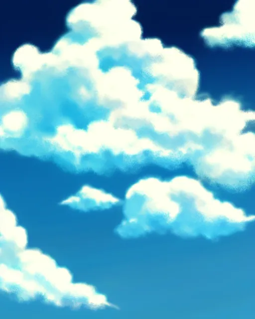 Prompt: simple realistic anime clouds, midday, digital art, trending on artstation, gradient colors, fisheye perspective