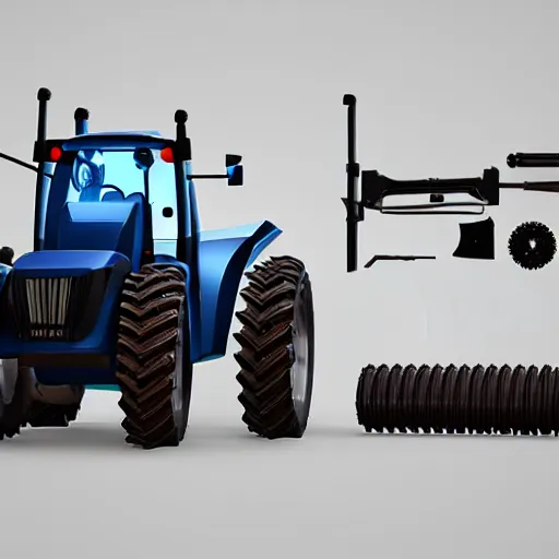 Image similar to kitbashing component of tractor, hard surface, hard surface, detailed, symmetric, unreal engine