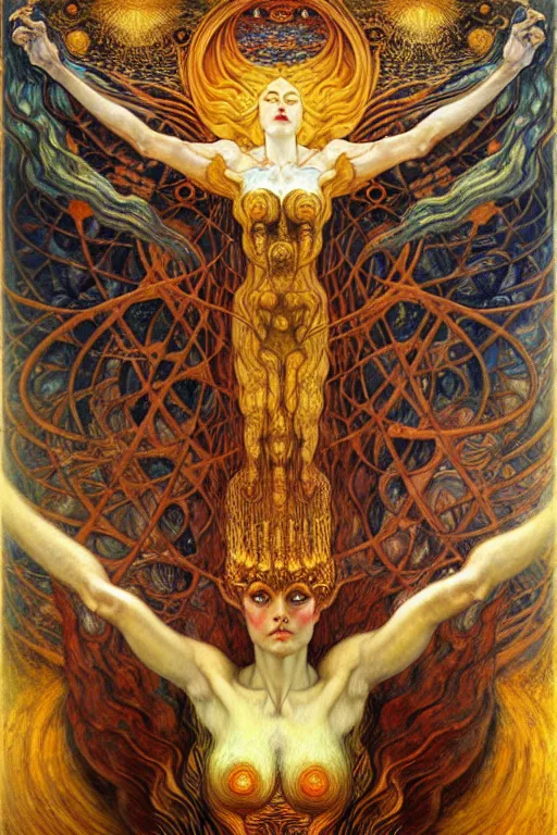 Image similar to Divine Chaos Engine by Karol Bak, Jean Delville, William Blake, Gustav Klimt, and Vincent Van Gogh, symbolist, visionary