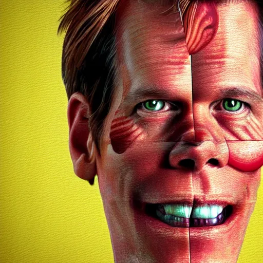 Prompt: ultra detailed kevin bacon on a slice of bacon in a hamburger rendered by octane digital painting inspired by arcimboldo