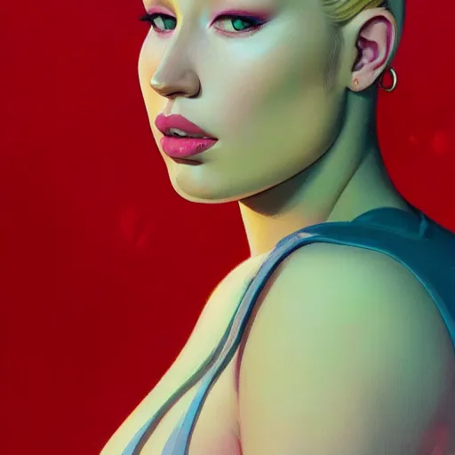 Image similar to 4k headshot of thicc Iggy azalea from Macfarlane comics, killing with green fire by Craig Mullins, ilya kuvshinov, krenz cushart, epic , artgerm trending on artstation by Edward Hopper and Dan Mumford and WLOP and Rutkovsky, beksinski carl spitzweg moebius and tuomas kocar, intricate artwork by caravaggio, Unreal Engine 5, Lumen, Nanite , 4K headshot of godlike clown with defined arms and open hands and bloody clothes with giant mandala wings , intricate face , flawless anime cel animation by Kentaro Miura, psychedelic , highly detailed upper body , professionally post-processed , beautiful, scary, symmetry accurate features, epic, octane rendered, anime masterpiece, accurate