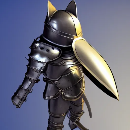 Prompt: a cat wearing armor like a knight, high quality render, studio lighting