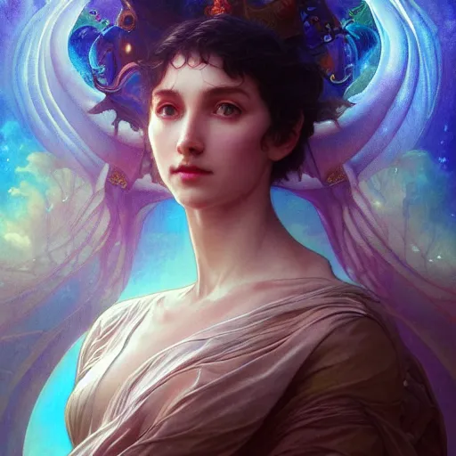 Image similar to astral dragon, cinematic lighting, intricate, elegant, highly detailed, digital painting, artstation, sharp focus, illustration, psychedelic colors, art by artgerm and greg rutkowski and alphonse mucha and Wayne Barlowe and william-adolphe bouguereau