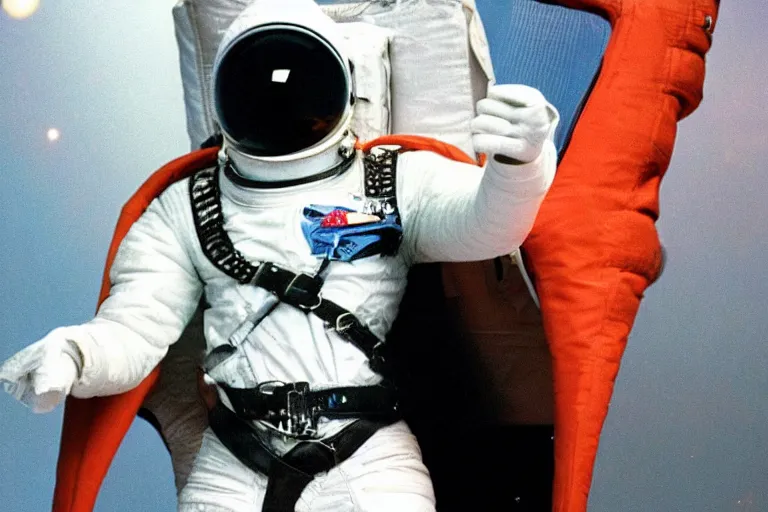 Image similar to michael jackson in space wearing space suite eyes closed