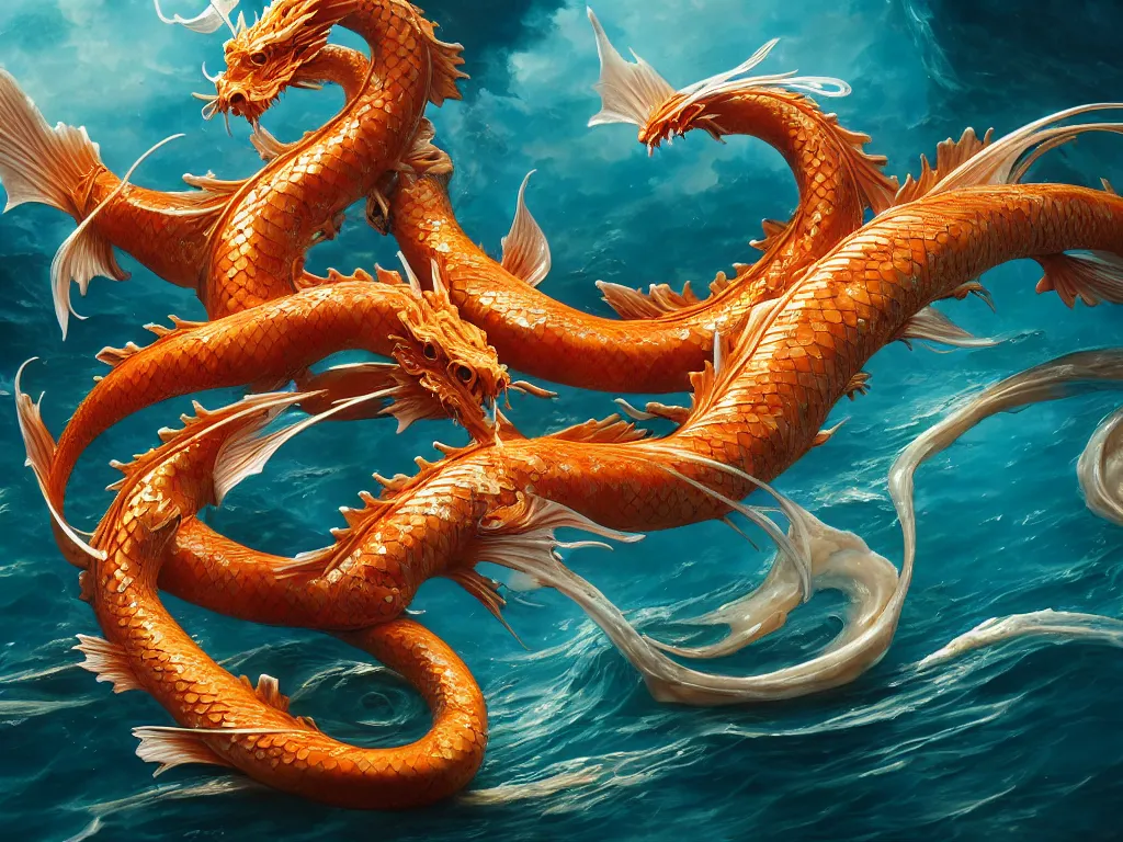 Prompt: intertwined koi dragon fish, water torrent background, jesper ejsing, james jean, justin gerard, tomasz alen kopera, cgsociety, fenghua zhong, makoto shinkai, octane render, highly detailed, rim light, cinematic lighting, hyper realism, high detail, intricate, 4 k, masterpiece