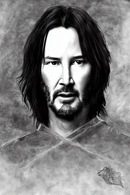 Image similar to keanu reeves as mage in uniform | digital painting | highly detailed | fantasy