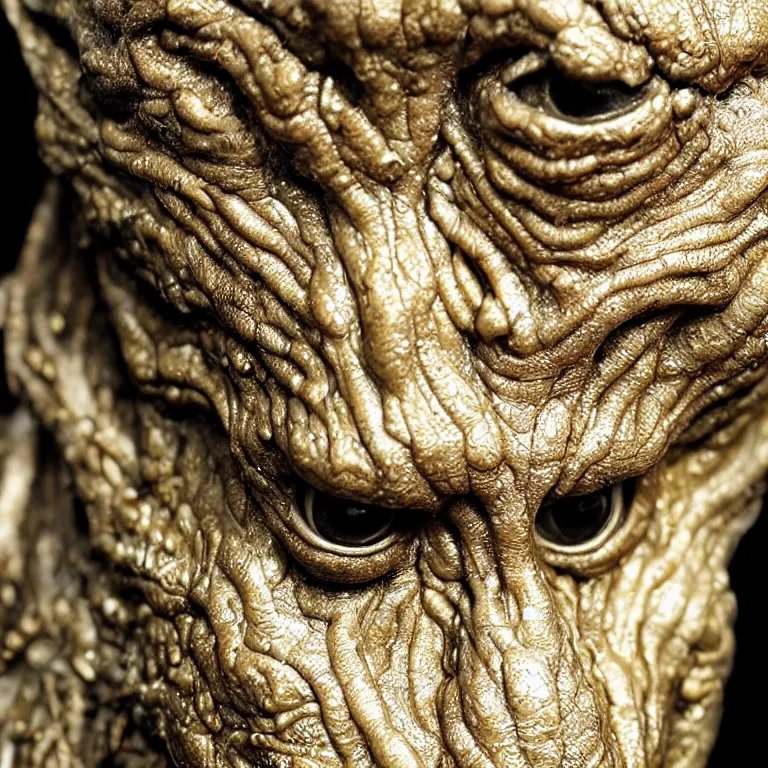 Prompt: photo taken of an epic intricate, ultra detailed, super realistic gritty, wet, lifelike sculpture of an alien creature created by weta workshop, zoomed in shots, sublime subsurface scattering, photorealistic, sharp focus, white wall coloured workshop, cold colour temperture, f 0. 4, face centred, golden ratio, golden hour