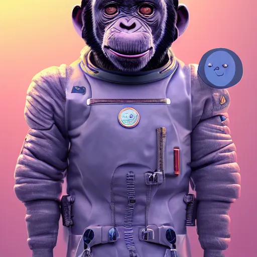 Image similar to chimpanzee left in space, wearing space suit. interesting 3 d character concept by tiger hkn and gediminas pranckevicius, maplestory, game art, hyper detailed, character modeling, cartoon, cinematic, raytrace, concept art, trend on behance 3 d art, v - ray, maya, c 4 d