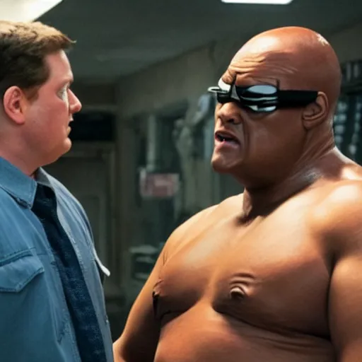 Image similar to a still of Will Smith starring as Peter Griffin in the movie the Terminator