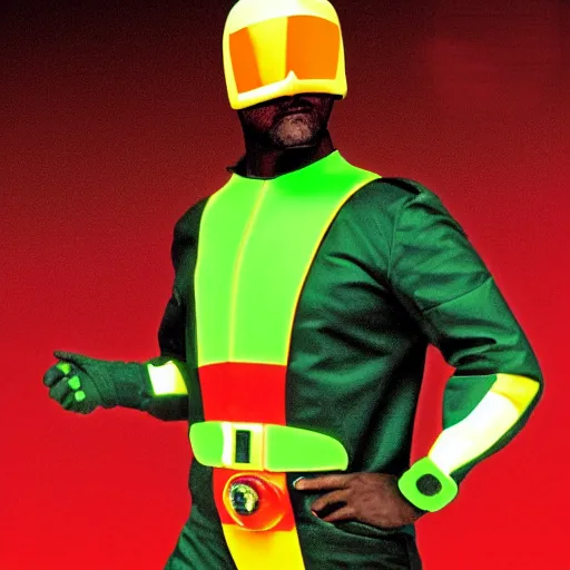 Image similar to lawrence fishburne as the traffic light power ranger, digital photography, highly detailed