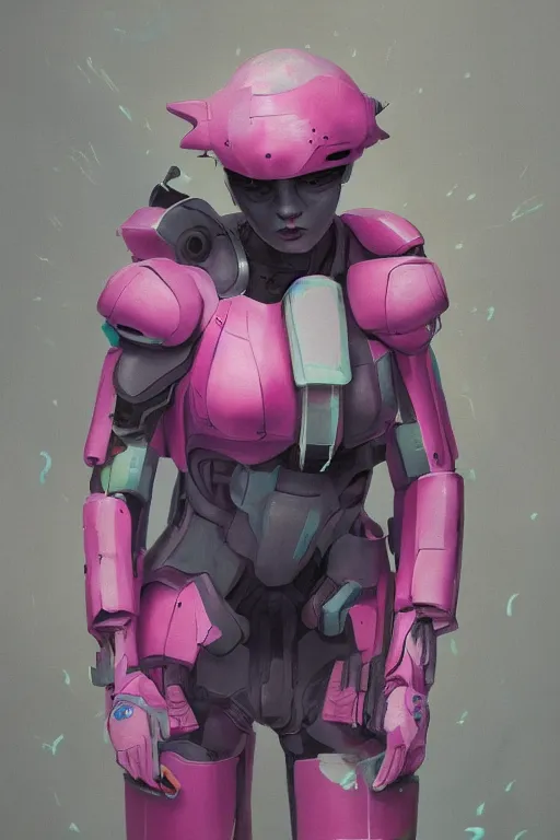 Image similar to a character wearing a diy costume with fluo colored details, muted colors, ghost in the shell, hyper real painting