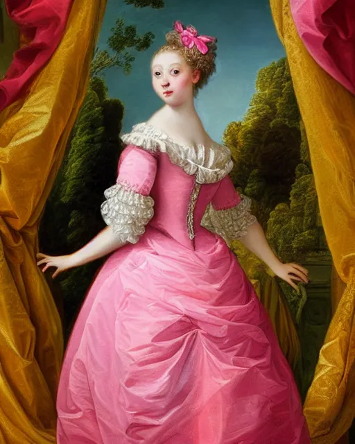 Prompt: 4k digital artwork of a rococo princess, rococo ballgown, rococo fashion, pink and white