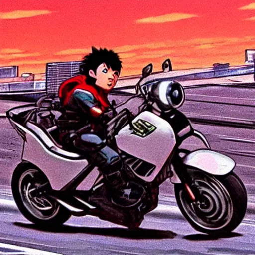 Prompt: a motor cycle chase. cinematic. scene from the movie Akira.