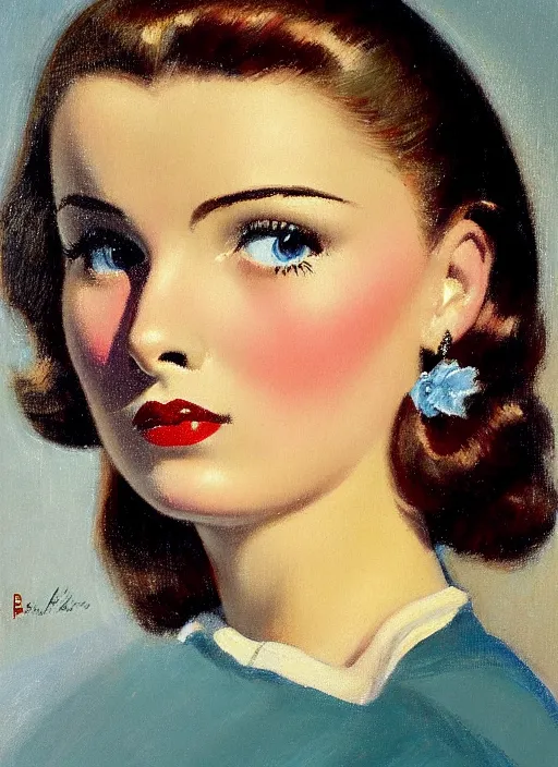 Prompt: a portrait of a pretty young lady by bill medcalf
