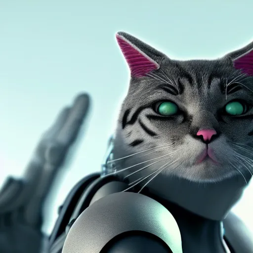 Image similar to cyborg cat from the future, octane render