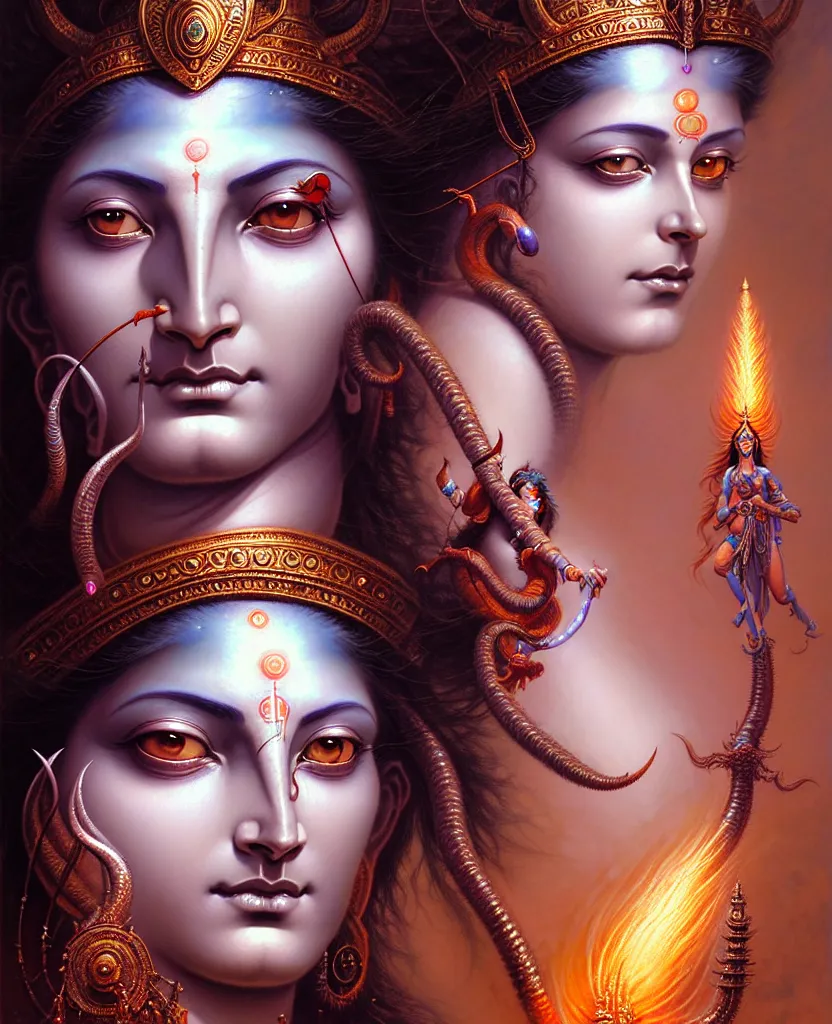Download Color Pop Art Shiva Parvati In Ardhnarishwar Wallpaper | Wallpapers .com