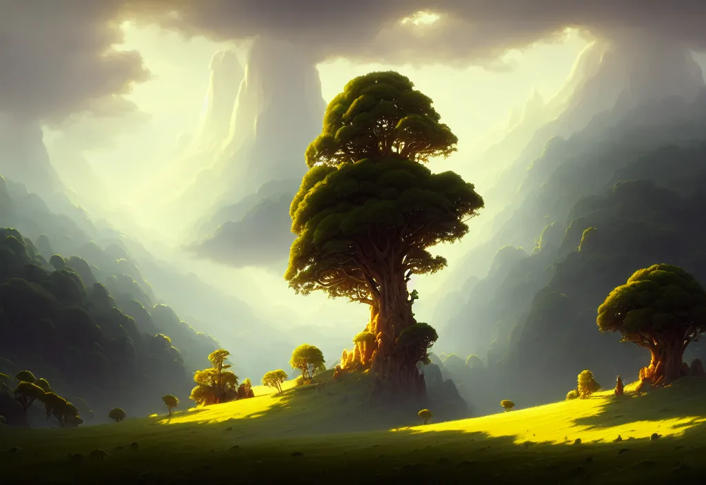 Image similar to dionisio landscape with lyra orpheus, high trees, top of the hill, above low layered clouds, deep focus, fantasy, intricate, elegant, highly detailed, digital painting, artstation, concept art, matte, sharp focus, illustration, hearthstone, art by rhads and artgerm and greg rutkowski and gediminas pranckevicius