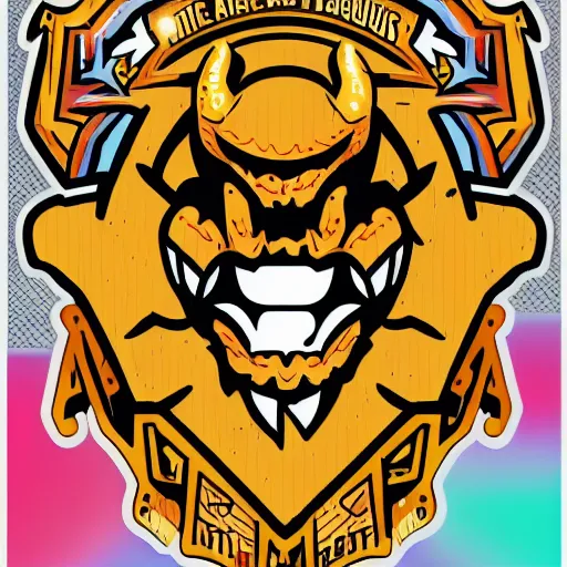 Image similar to in the style of max prentis and deathburger and laurie greasley a vector e-sports sticker logo of a dragon, highly detailed, colourful, 8k wallpaper