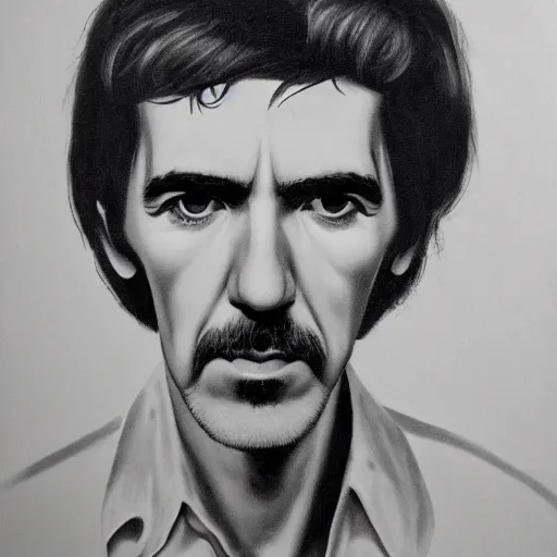 Image similar to portrait of george harrison in the style of michael whelen