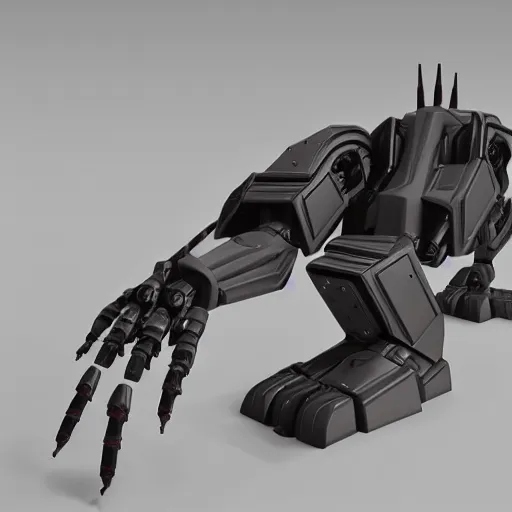 Image similar to hard surface, robotic platform, based on minimal surface, 6 claws, symmetric, unreal engine