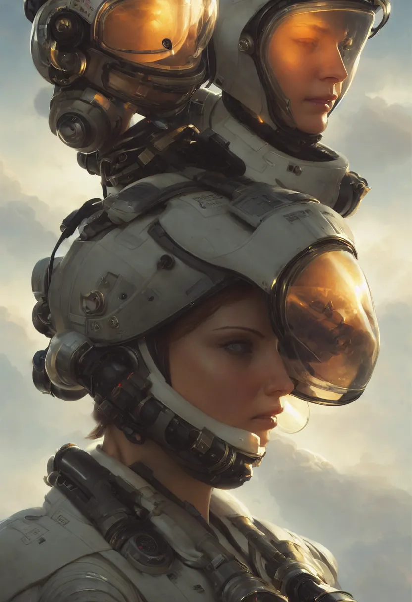 Image similar to stoic heroic emotionless handsome butch blonde woman engineer in flight suit, ultra high definition, ultra detailed, symmetry, matte painting, by greg rutkowski and ross tran and wlop