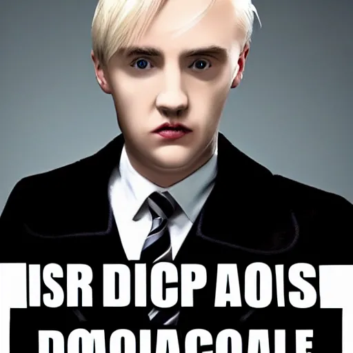 Prompt: draco malfoy with donald trump face