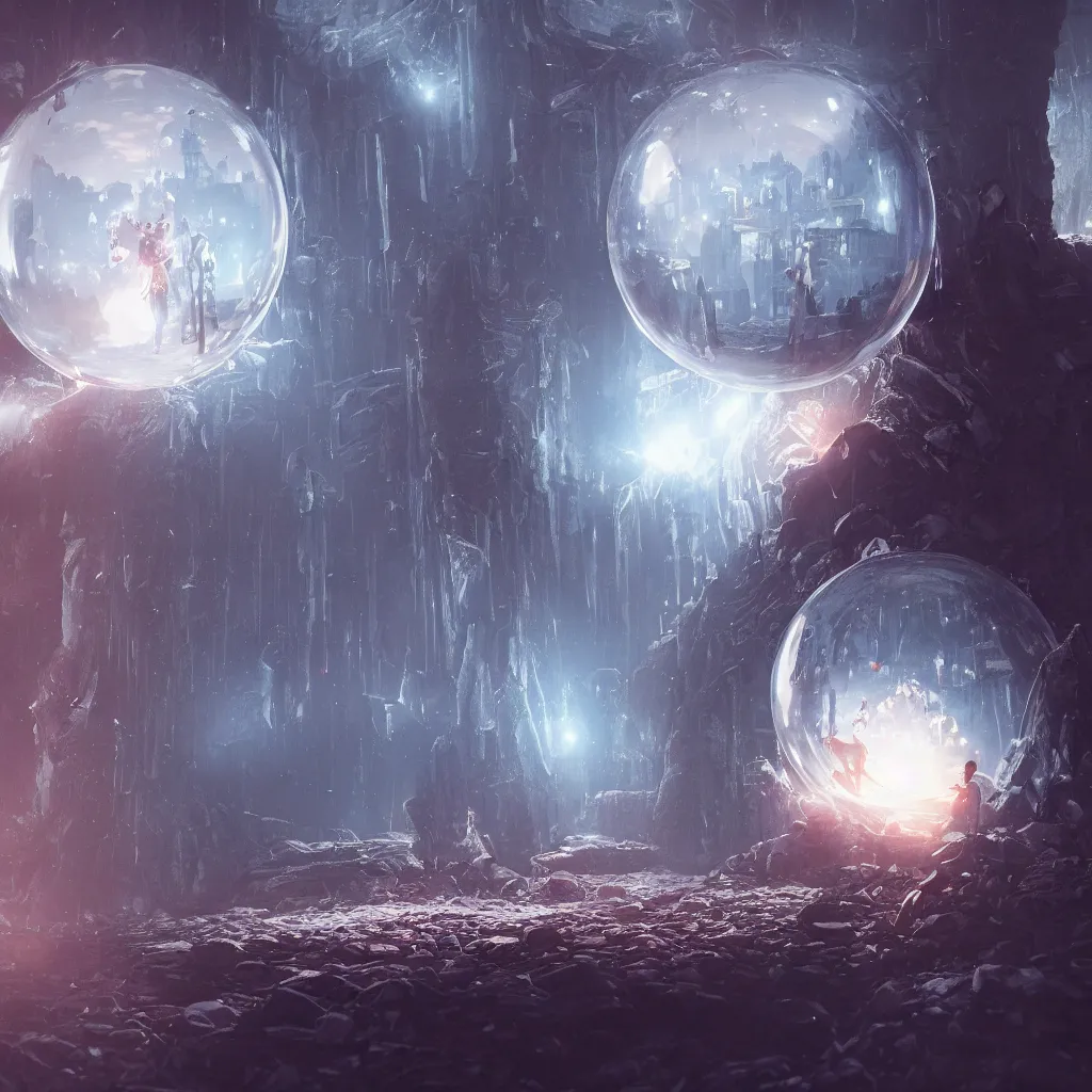 Image similar to a tiny world inside a crystal ball by greg rutkowski, sung choi, mitchell mohrhauser, maciej kuciara, johnson ting, maxim verehin, peter konig, bloodborne, 8 k photorealistic, cinematic lighting, hd, high details, dramatic, dark atmosphere, trending on artstation