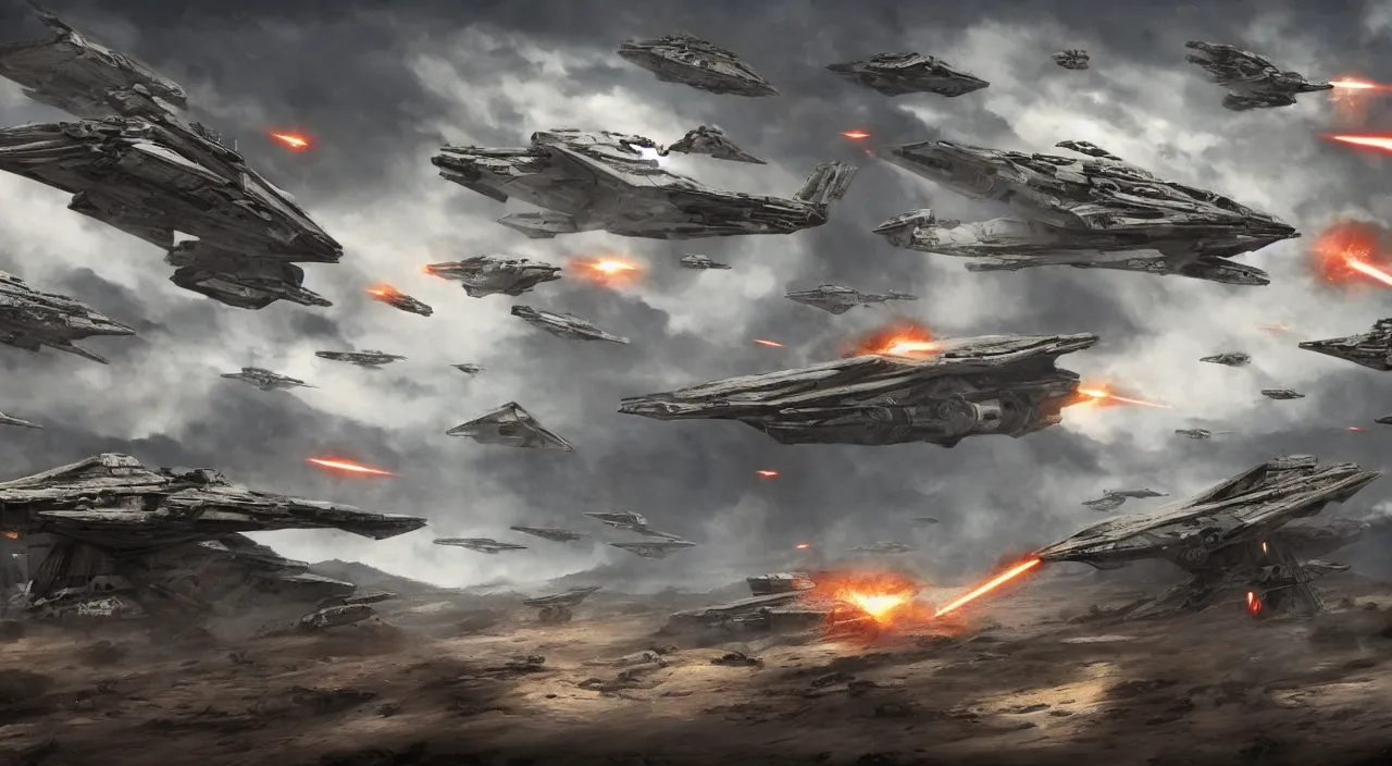 Image similar to epic star wars battle concept art, high definition, high detail, art, cinematic,