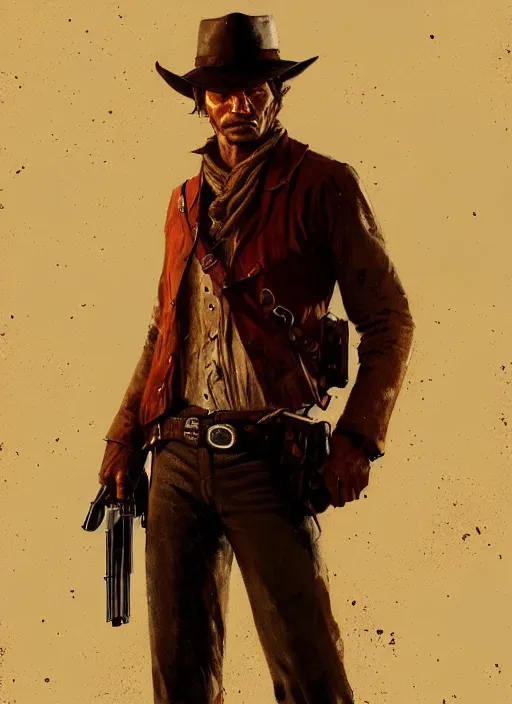 Prompt: highly detailed portrait of timothy olyphant red dead redemption art, unreal engine, fantasy art by greg rutkowski