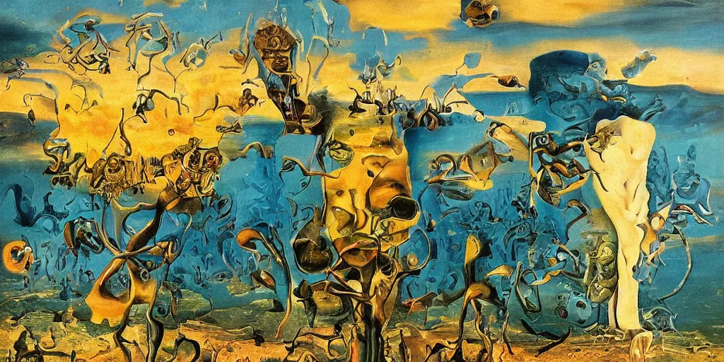 Image similar to the world between death and life, surrealistic detailed painting, by damien gilley and salvador dali