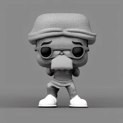 Prompt: a 3d render of Samuel Jackson as a funko pop, studio lighting, grey background