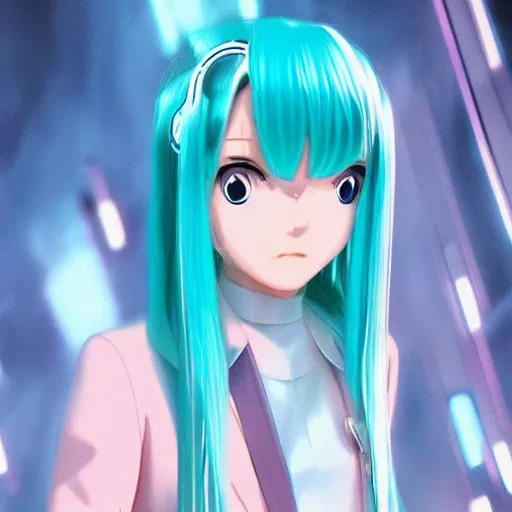 Image similar to hatsune miku in blade runner 2 0 4 9