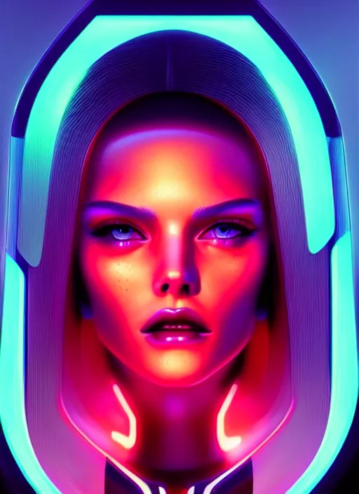 Prompt: a highly detailed long shot photo of sensual female face portrait, futurism, cyber neon lighting, detailed futuristic jewelry, futuristic glossy latex suit, profile posing, hyper photorealistic, crispy quality, digital photography, trending in pinterest, cinematic, 4 k ultra hd, art by pascal blanche, art by greg rutkowski, art by artgerm,
