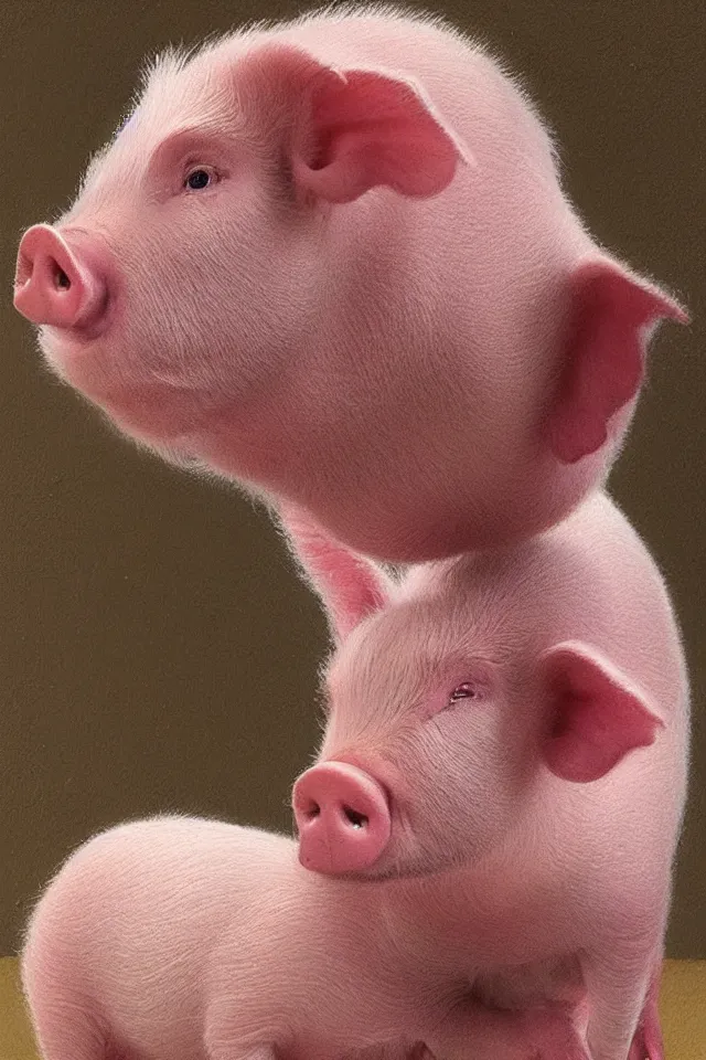 Prompt: a beautiful portrait of a cute piglet