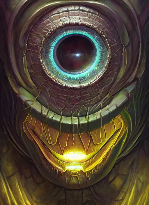 Image similar to prismatic mf doom reptile eyes, cosmic skin, centered, digital painting, artstation, concept art, smooth, sharp focus, illustration, artgerm, tomasz alen kopera, peter mohrbacher, donato giancola, joseph christian leyendecker, wlop, frank frazetta