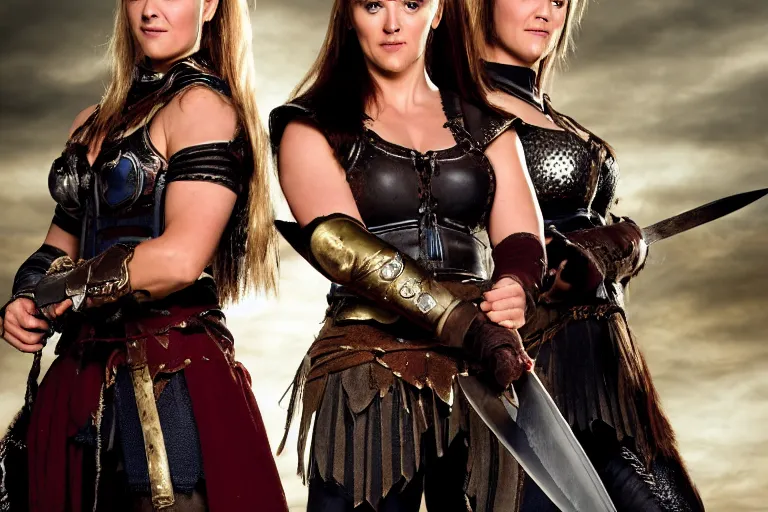 Image similar to xena warrior princes, standing in a frozen landscape holding a sword, tv series, studio lighting