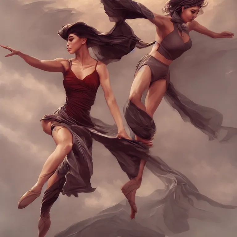 Image similar to dancer in the wind by christopher balaskasand artgerm, retrofuturism, trending on artstation