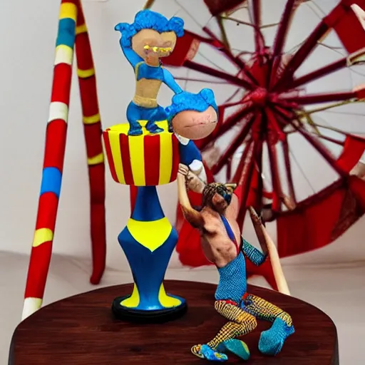 Image similar to circus freak sculpture toy on display