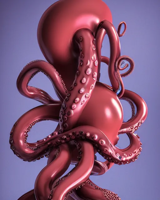 Prompt: a shiny ceramic beautiful woman, with octopus tentacles for hair, 3 d render, by alex gray and android jones, 8 k resolution, digital art, sigma 8 5 mm f / 1. 4