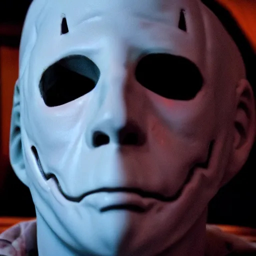 Image similar to Michael Myers from the movie Halloween 8k hdr moody lighting