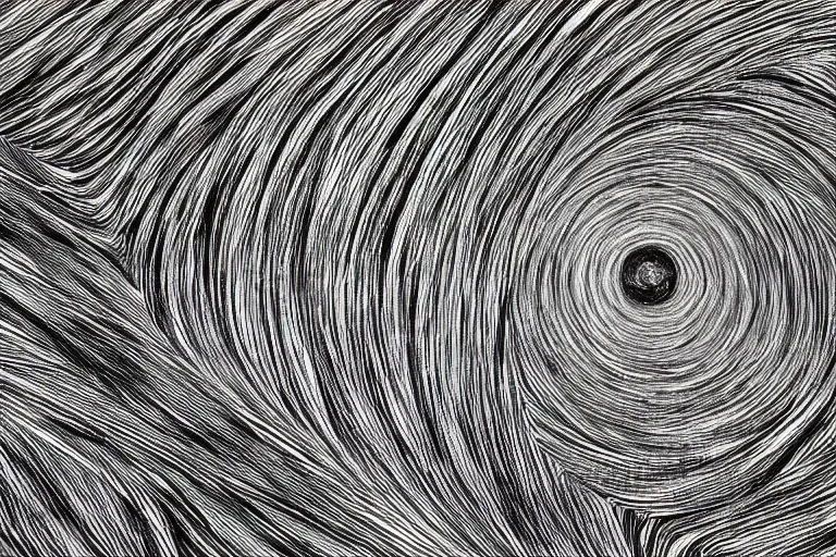 Prompt: Inner experience of the acid horizon, 4K, 8K artwork in precise lines, haunting, dreamy, black and white by Mark Kowaltzky