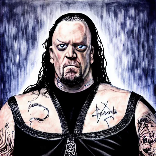 Prompt: portrait of the undertaker from wwe