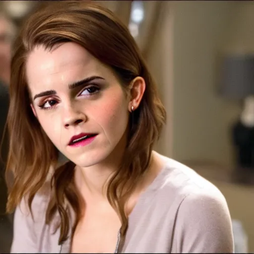 Image similar to still of emma watson talking to dean in supernatural, 4 k