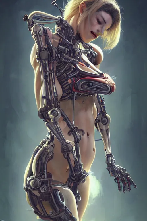 Prompt: An Alien Robot Naughty Nurse, facial tattoos, artists portrait, biomechanical, Emergency Room, oppai, fantasy, highly detailed, photograph, concept art, sharp focus, depth of field blur, illustration, art by artgerm and greg rutkowski and alphonse mucha