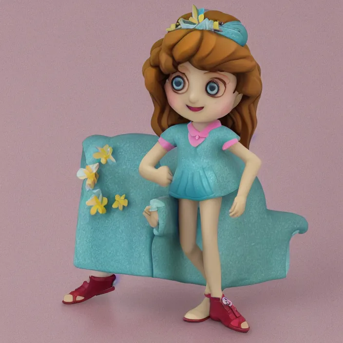 Prompt: little miss, figurine, detailed product photo